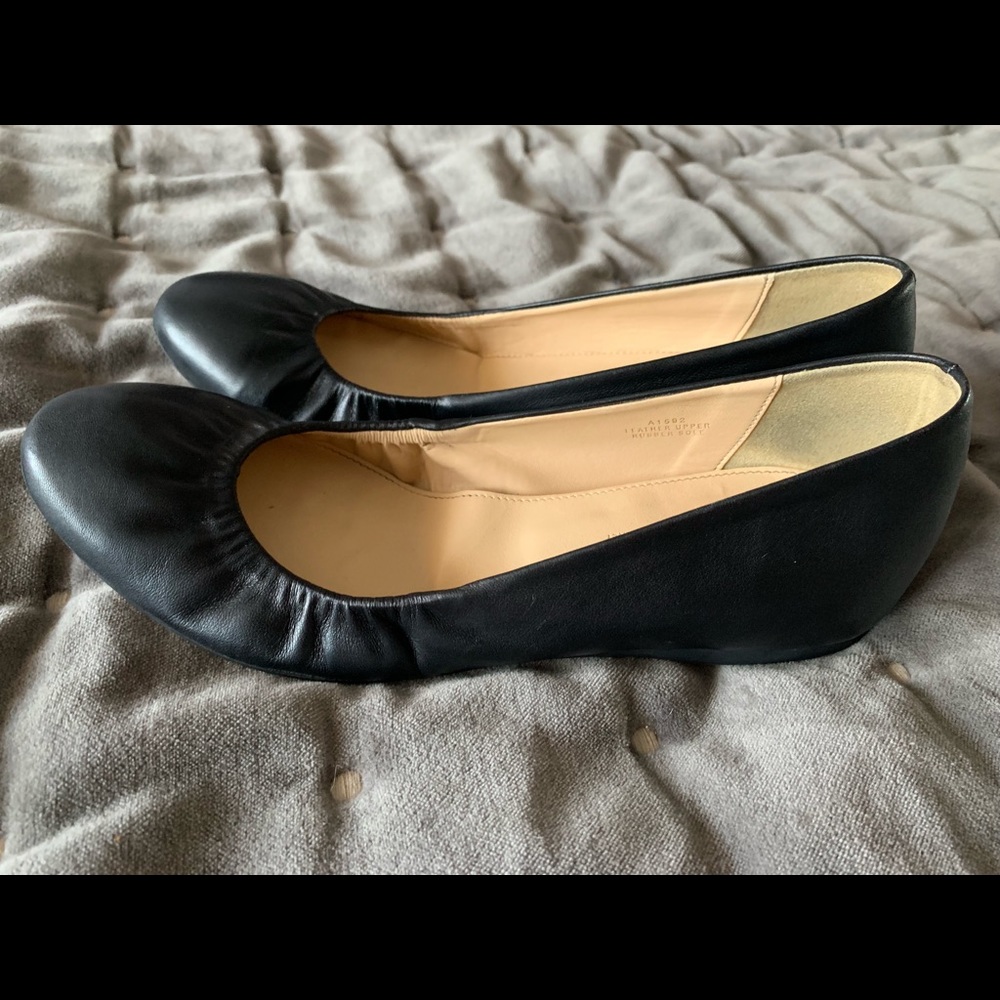 Black Italian Leather Flats